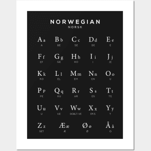 Norwegian Alphabet Chart, Norway Language Chart, Black Posters and Art